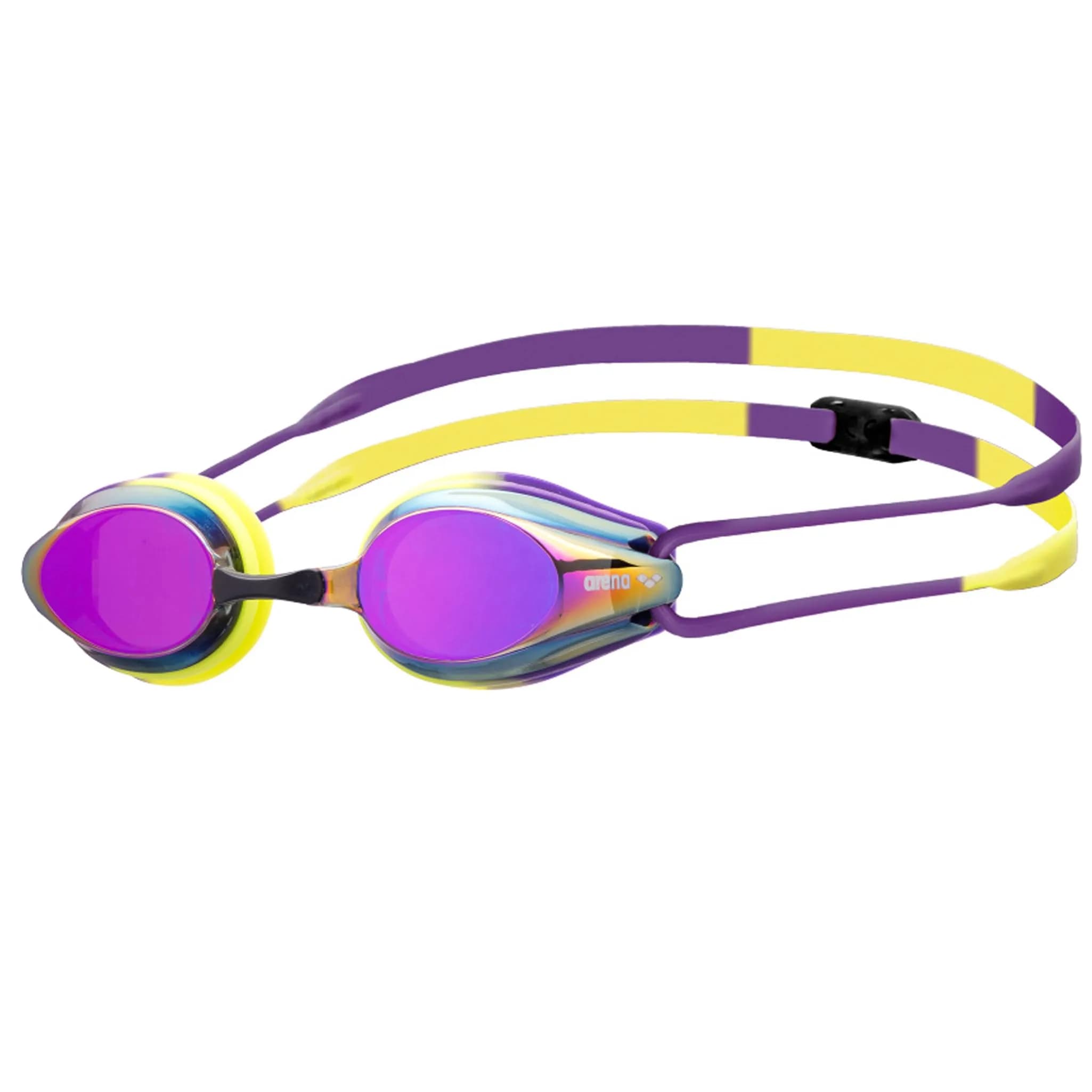 ARENA Tracks Unisex Adult Racing Swim Goggles - Violet/Plum/Arctic Lime - FINA-Approved Anti-Fog Mirror Lens - main product image