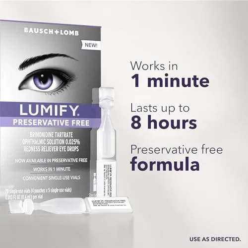LUMIFY Preservative Free Eye Drops Redness Relief, Sensitive Eyes, 20 Single-Use Vials | Gentle & Effective Redness Relief thumbnail 4