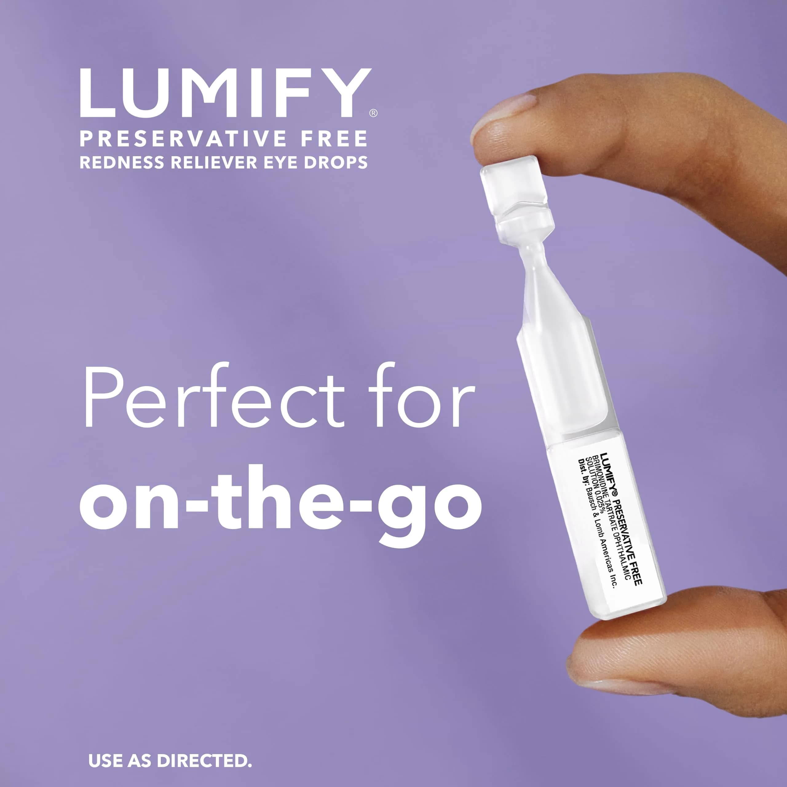 LUMIFY Preservative Free Eye Drops Redness Relief, Sensitive Eyes, 20 Single-Use Vials | Gentle & Effective Redness Relief - view 9
