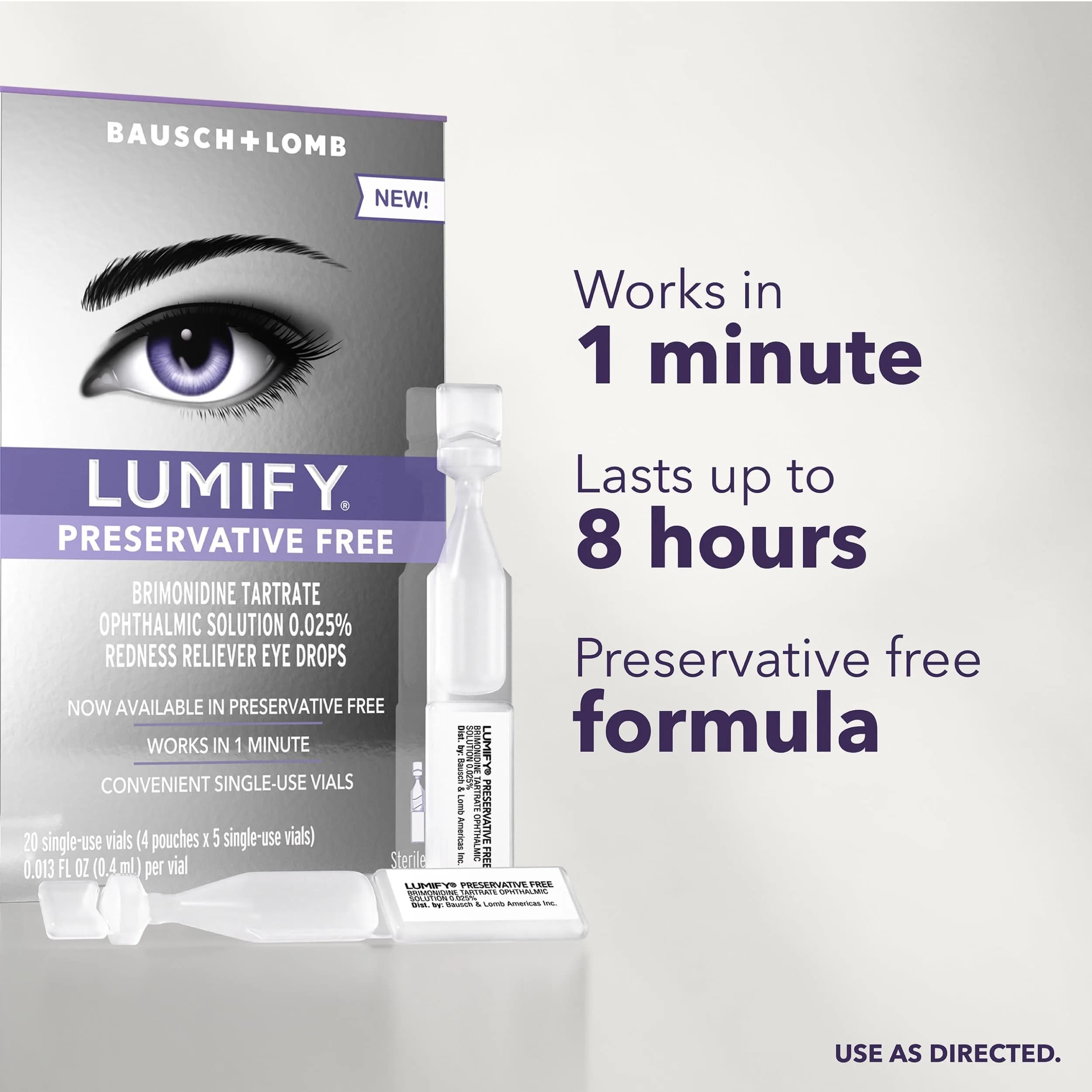 LUMIFY Preservative Free Eye Drops Redness Relief, Sensitive Eyes, 20 Single-Use Vials | Gentle & Effective Redness Relief - view 4