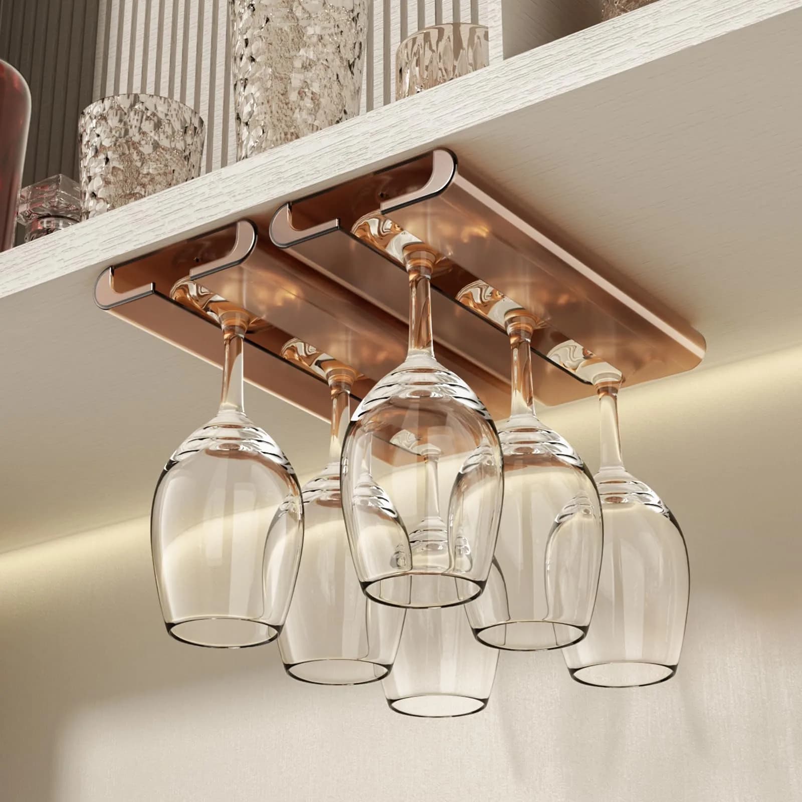 Vaisoeny Wine Glass Holder 2PACK Translucent Under Cabinet Rack | Modern Industrial Design