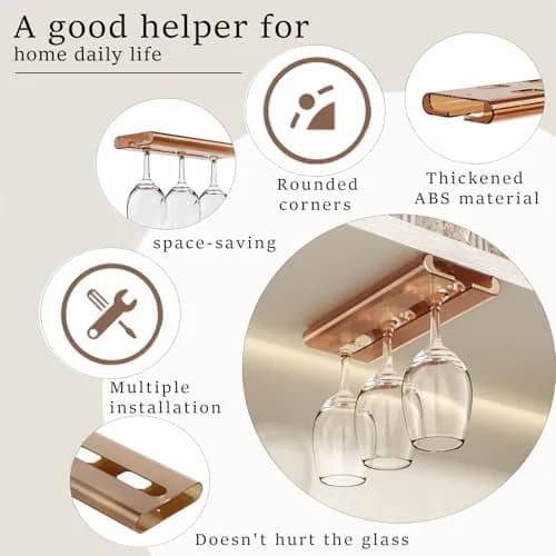 Vaisoeny Wine Glass Holder 2PACK Translucent Under Cabinet Rack | Modern Industrial Design thumbnail 2