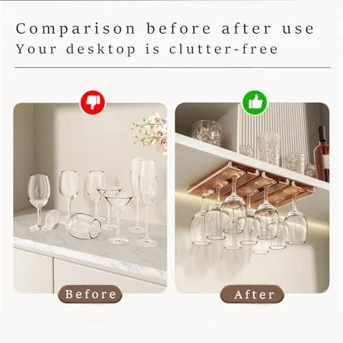 Vaisoeny Wine Glass Holder 2PACK Translucent Under Cabinet Rack | Modern Industrial Design thumbnail 3