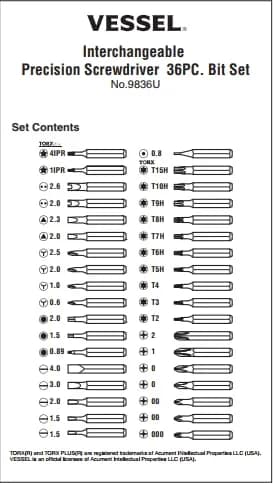 (US Model) VESSEL PRECISION SCREWDRIVER 36PCS BIT SET (English) | Aluminum Alloy Grip, 36 Bits, Taiwan Design thumbnail 2