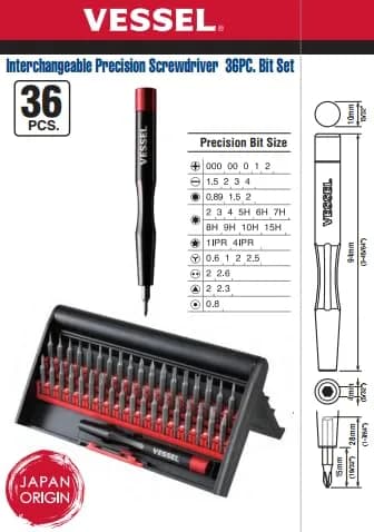(US Model) VESSEL PRECISION SCREWDRIVER 36PCS BIT SET (English) | Aluminum Alloy Grip, 36 Bits, Taiwan Design thumbnail 5