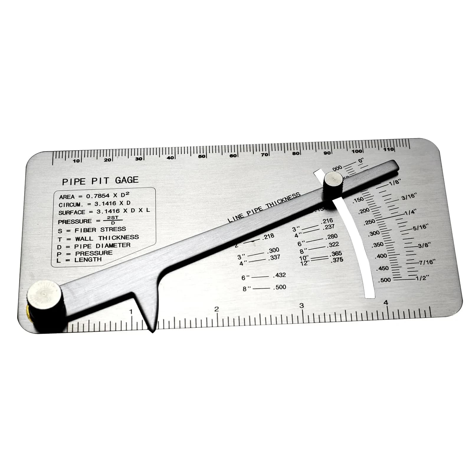 RIVERWELD Pipe Pit Welding Gauge 1/2" (12.7mm) | Stainless Steel Inspection Tool — Silver