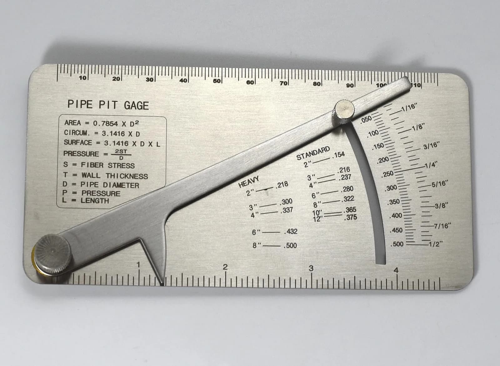 RIVERWELD Pipe Pit Gauge Welding Gage 13mm (1/2") | Precision Stainless Steel Inspection Tool - view 2