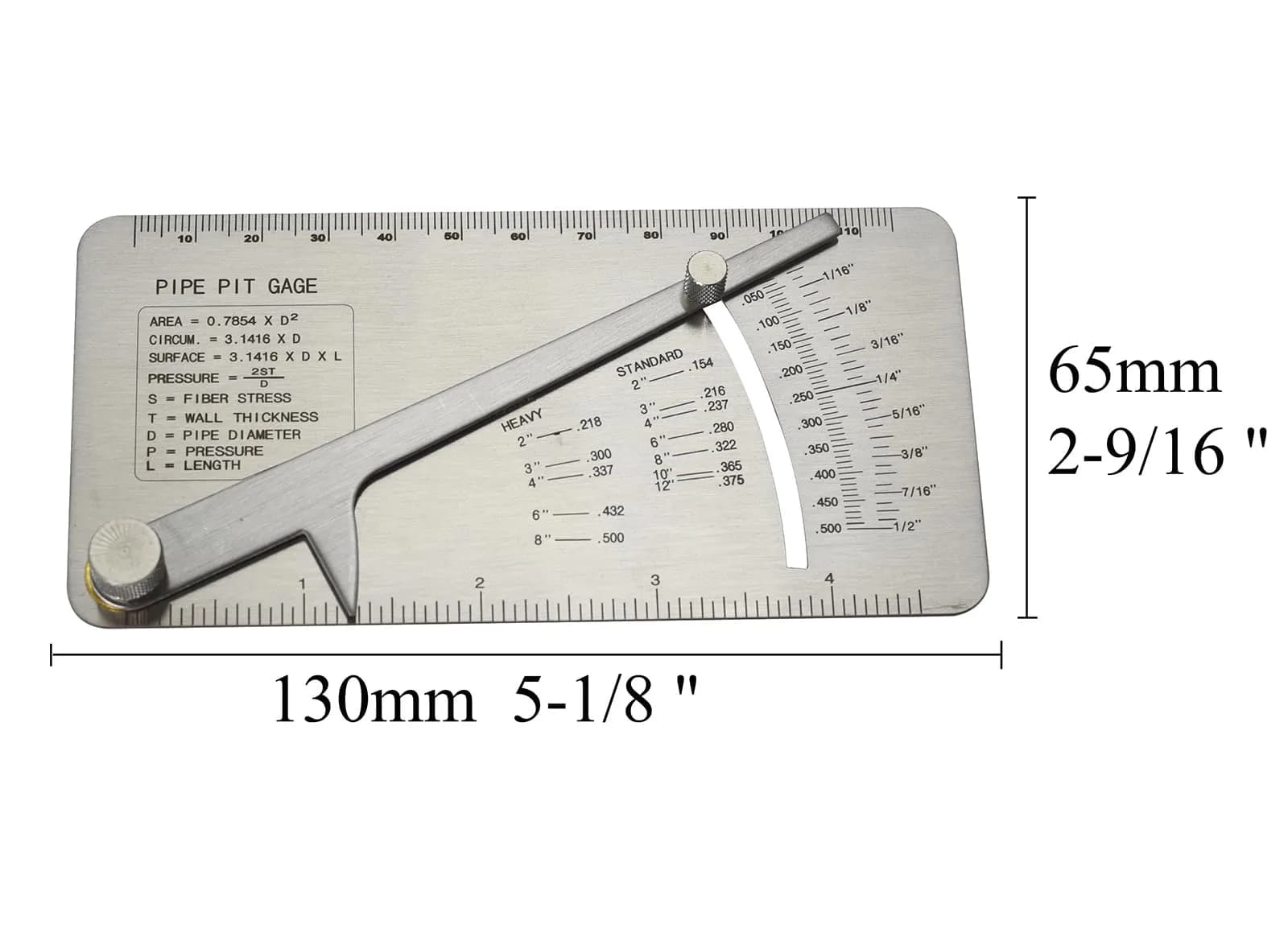 RIVERWELD Pipe Pit Gauge Welding Gage 13mm (1/2") | Precision Stainless Steel Inspection Tool - view 4