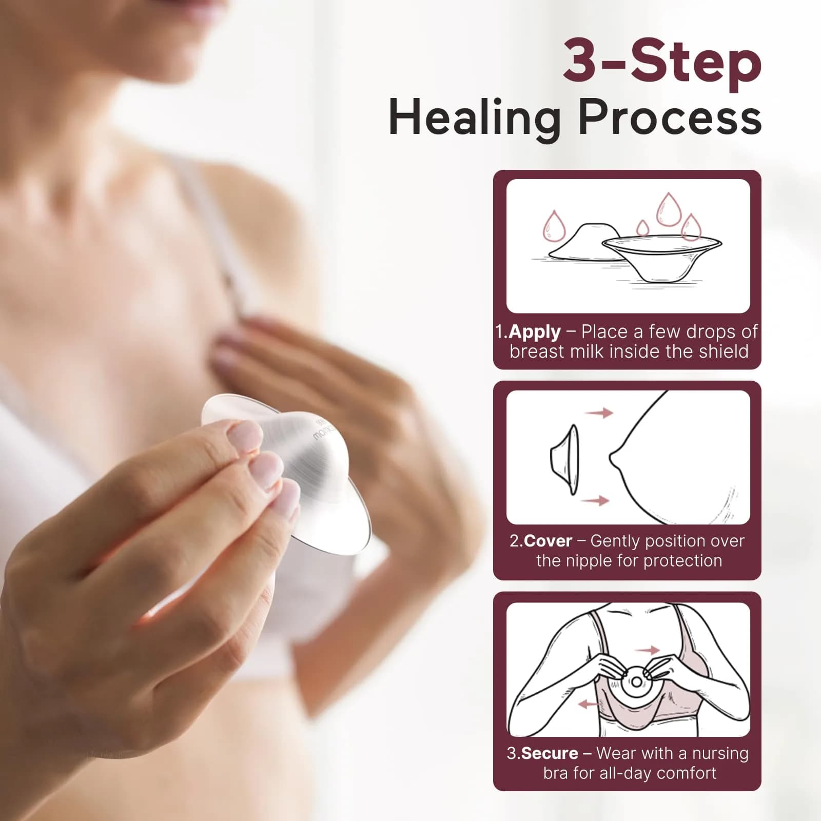 Momcozy Regular/Hole-free Nursing Cups in 999 Silver - Hypoallergenic Nipple Shields for Breastfeeding Comfort - view 4