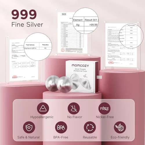 Momcozy 999 Silver Nursing Cups Regular Size | Hole-Free Design for Breastfeeding thumbnail 6