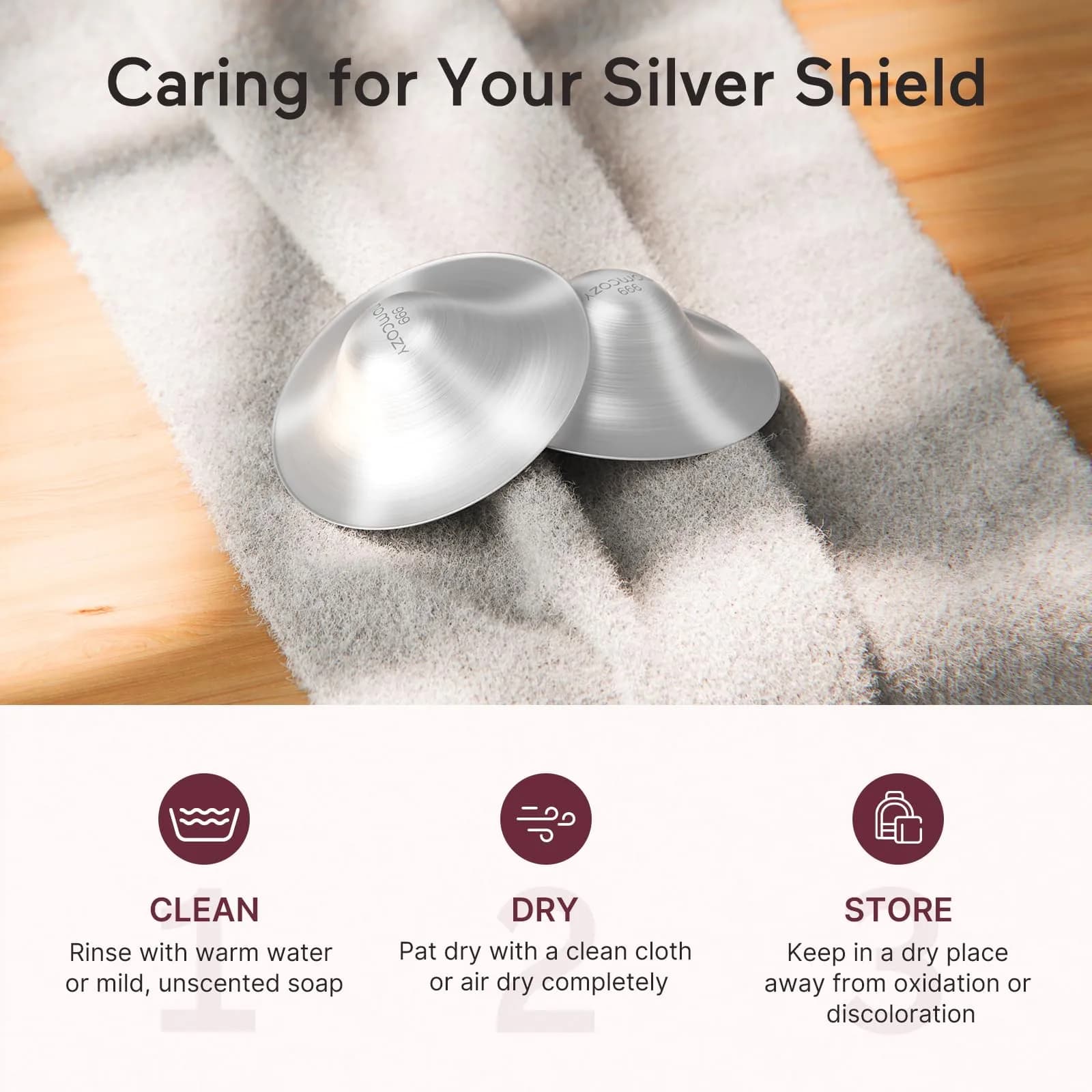 Momcozy 999 Silver Nursing Cups Regular Size | Hole-Free Design for Breastfeeding - view 8