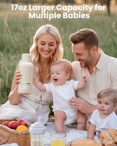 Juissiart Portable Baby Bottle Warmer 17oz | Fast 2.5 Min Heating Travel Friendly thumbnail 9