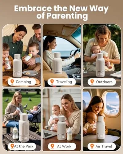 Juissiart Portable Baby Bottle Warmer 17oz | Fast 2.5 Min Heating Travel Friendly thumbnail 2