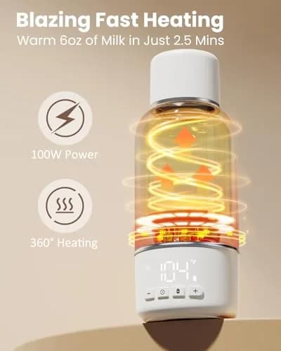 Juissiart Portable Baby Bottle Warmer 17oz | Fast 2.5 Min Heating Travel Friendly thumbnail 4