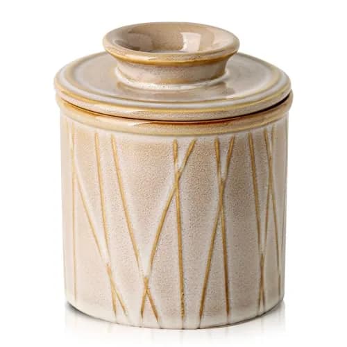 HVH Ceramic Butter Crock with Water Line | French Butter Dish for Countertop, 4x4 thumbnail 1