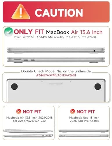 iCasso Ultra Thin Armor Hard Shell Case for MacBook Air 13.6 inch M5/M4/M3/M2 Chip (A3449/A3240/A3113/A2681) | Crystal Clear Midnight Flower thumbnail 2