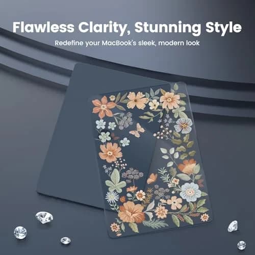 iCasso Ultra Thin Armor Hard Shell Case for MacBook Air 13.6 inch M5/M4/M3/M2 Chip (A3449/A3240/A3113/A2681) | Crystal Clear Midnight Flower thumbnail 4