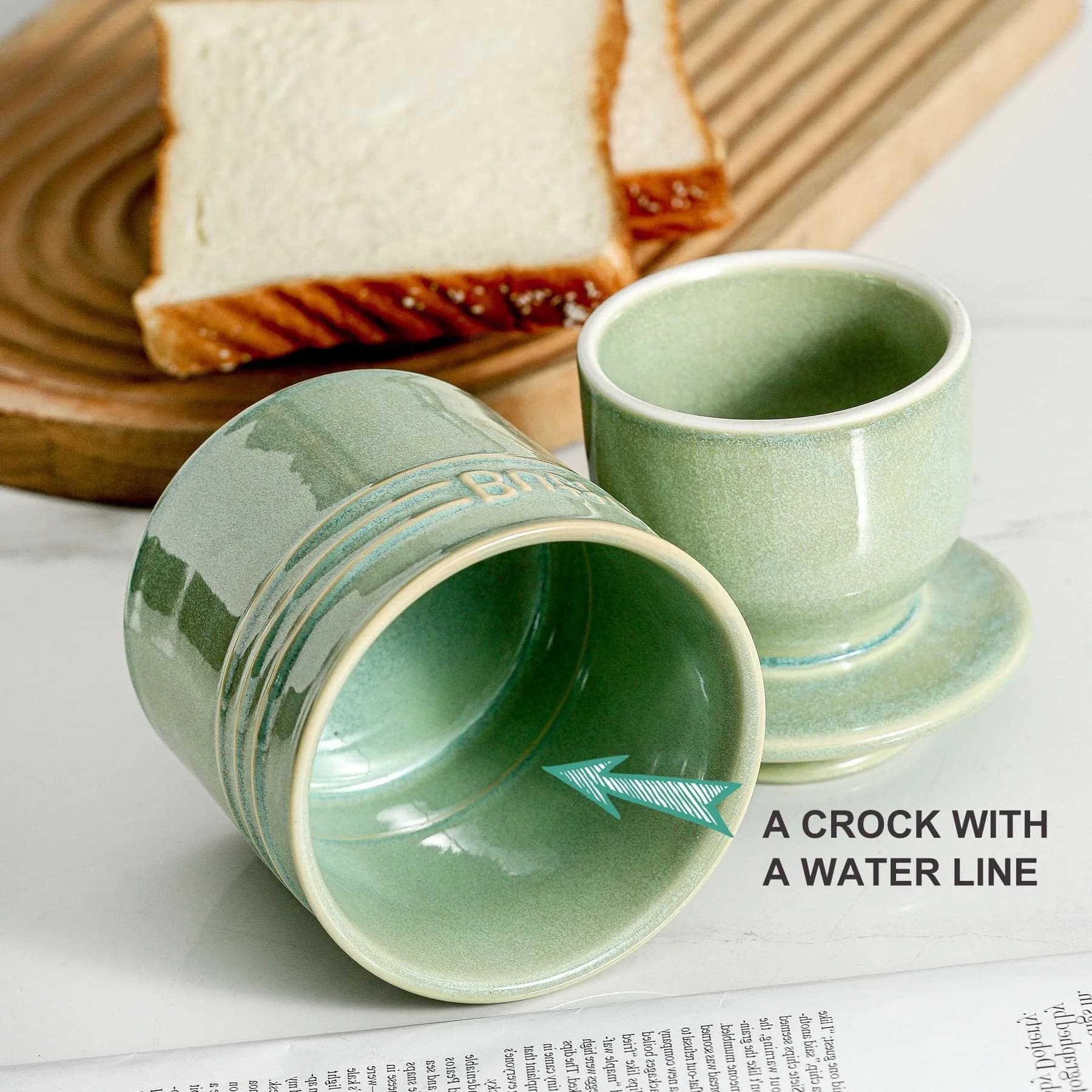 HVH Ceramic Butter Crock with Water Line | French Butter Dish for Countertop (4 x 4) thumbnail 5
