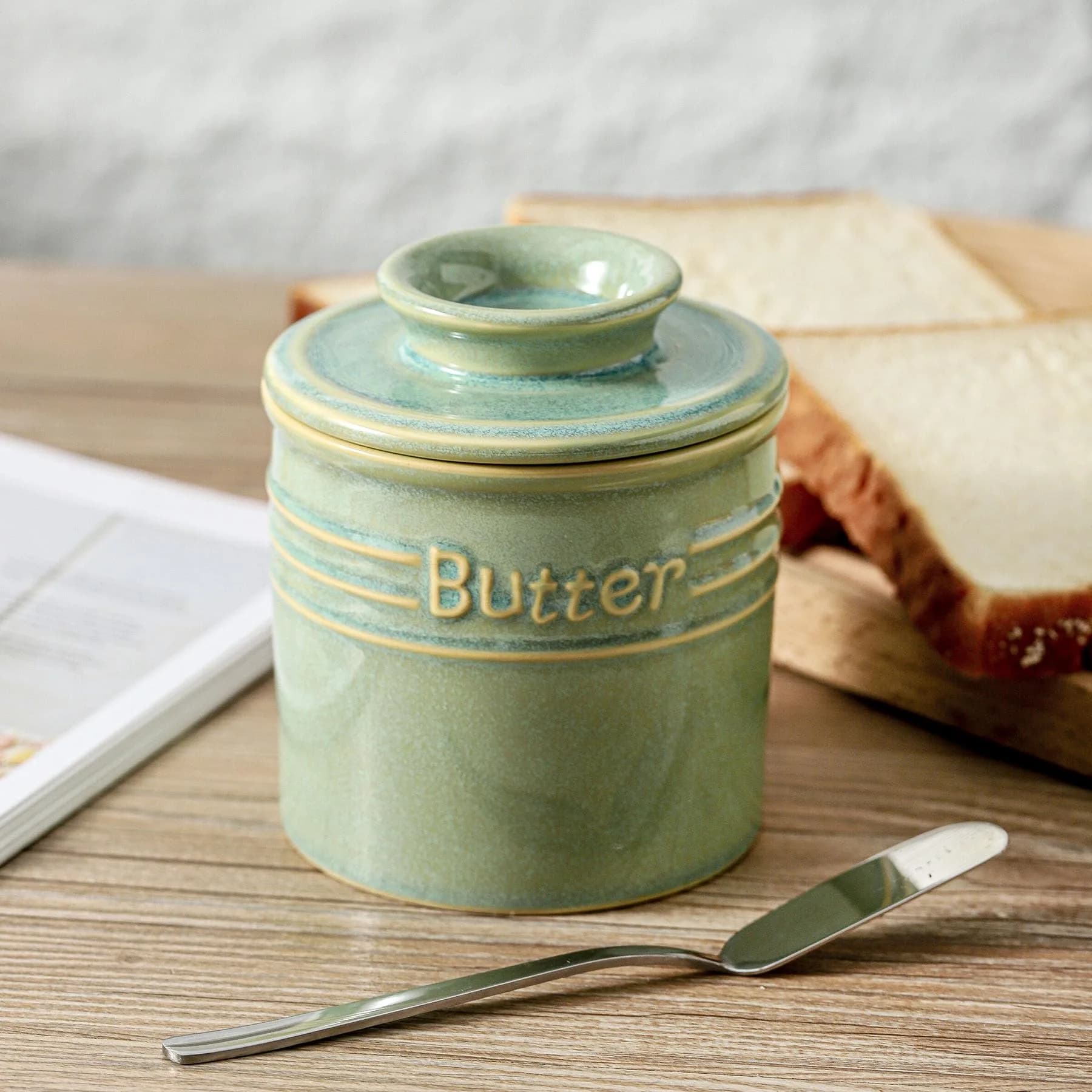 HVH Ceramic Butter Crock with Water Line | French Butter Dish for Countertop (4 x 4) thumbnail 2