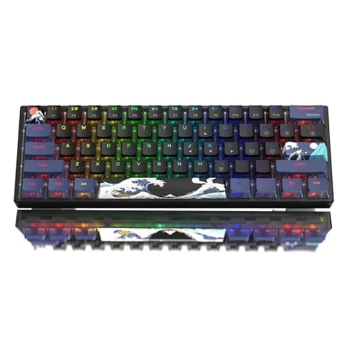 Womier WK61 V2 Mechanical RGB Wired Gaming Keyboard 61 Keys Hot-Swappable Linear Red Switch | Compatible with PC/MAC — WK61 V2-Black