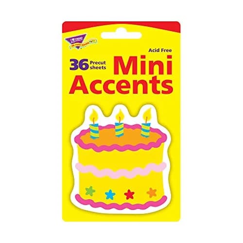 Trend Enterprises Birthday Cake Mini Accents (Pack of 2) | 72 Pieces Total thumbnail 2