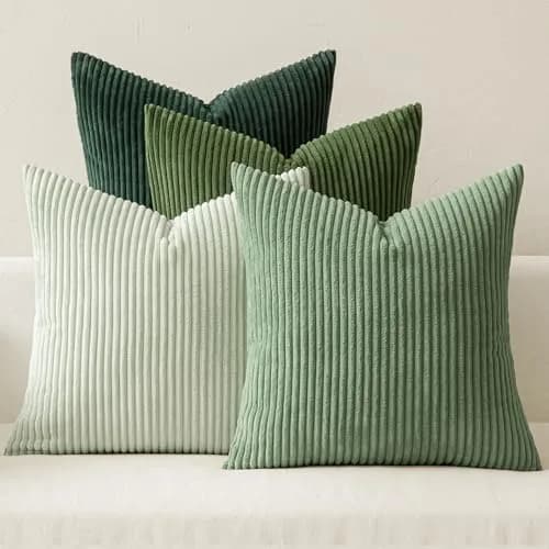MIULEE Soft Corduroy Decorative Throw Pillow Covers Forest Green 16x16 Inch (Set of 4) | Boho Texture for Cozy Corners thumbnail 1