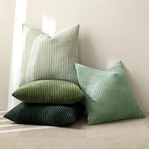 MIULEE Soft Corduroy Decorative Throw Pillow Covers Forest Green 16x16 Inch (Set of 4) | Boho Texture for Cozy Corners thumbnail 5
