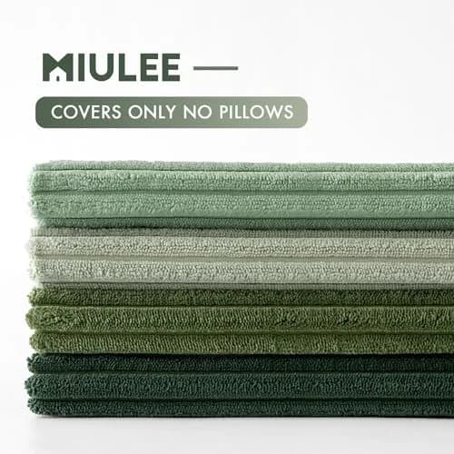 MIULEE Soft Corduroy Decorative Throw Pillow Covers Forest Green 16x16 Inch (Set of 4) | Boho Texture for Cozy Corners thumbnail 7