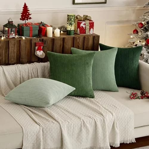 MIULEE Soft Corduroy Decorative Throw Pillow Covers Forest Green 16x16 Inch (Set of 4) | Boho Texture for Cozy Corners thumbnail 8