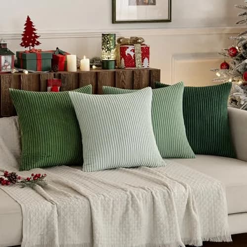 MIULEE Soft Corduroy Decorative Throw Pillow Covers Forest Green 16x16 Inch (Set of 4) | Boho Texture for Cozy Corners thumbnail 9