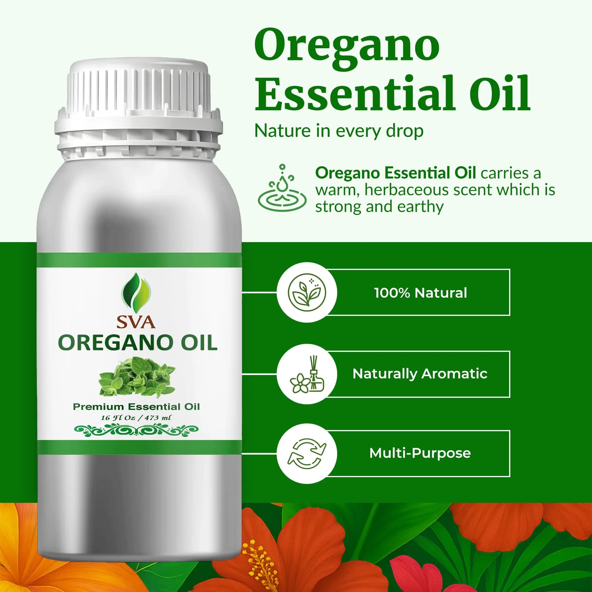 SVA ORGANICS Organic Oregano Essential Oil - 16 Fl Oz (473 ml) Large Bottle - view 3