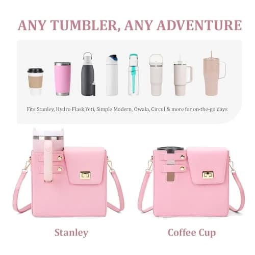 BBIQI Crossbody Water Bottle Purse for 40oz Tumbler | Adjustable Strap, Waterproof Faux Leather, Multi Pocket Storage thumbnail 3