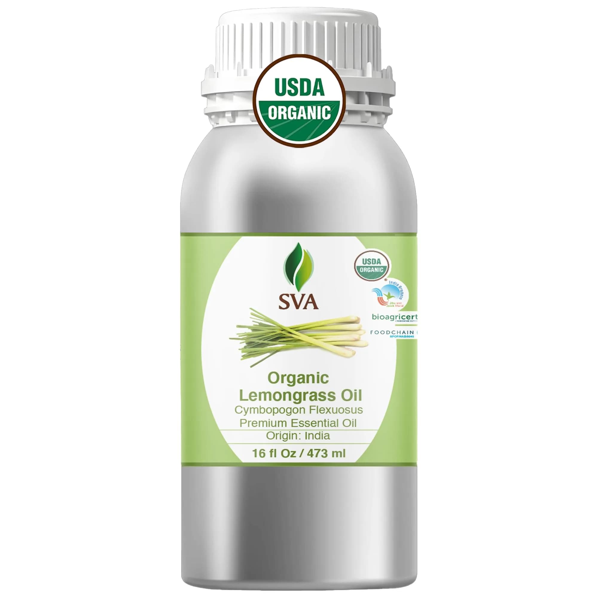 SVA ORGANICS Organic Lemongrass Essential Oil - 16 Fl Oz (Pack of 1) - Pure & Natural - main product image