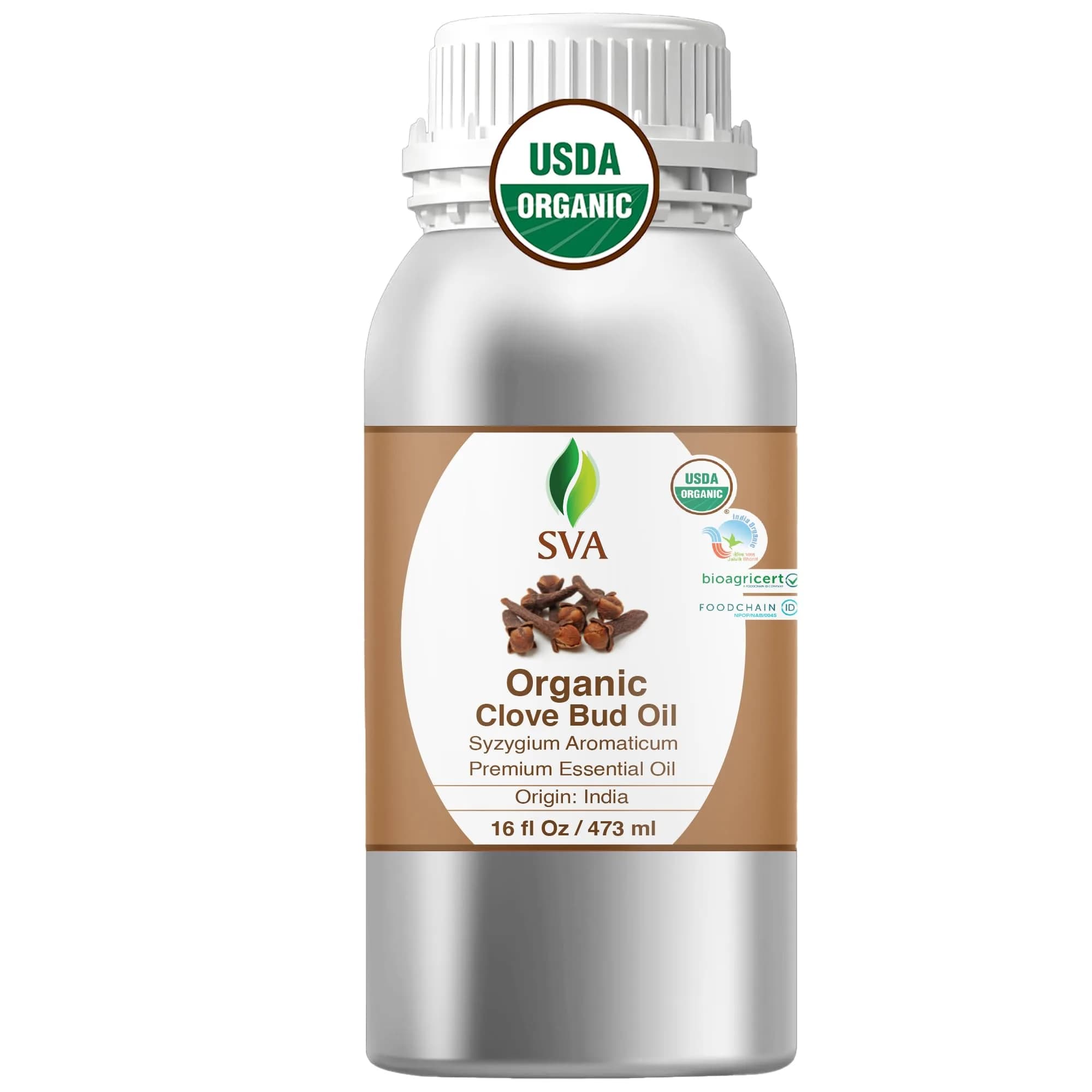 SVA ORGANICS Organic Clove Essential Oil 16 Fl Oz (473 ml) - Pure & Natural Aromatherapy Oil - main product image