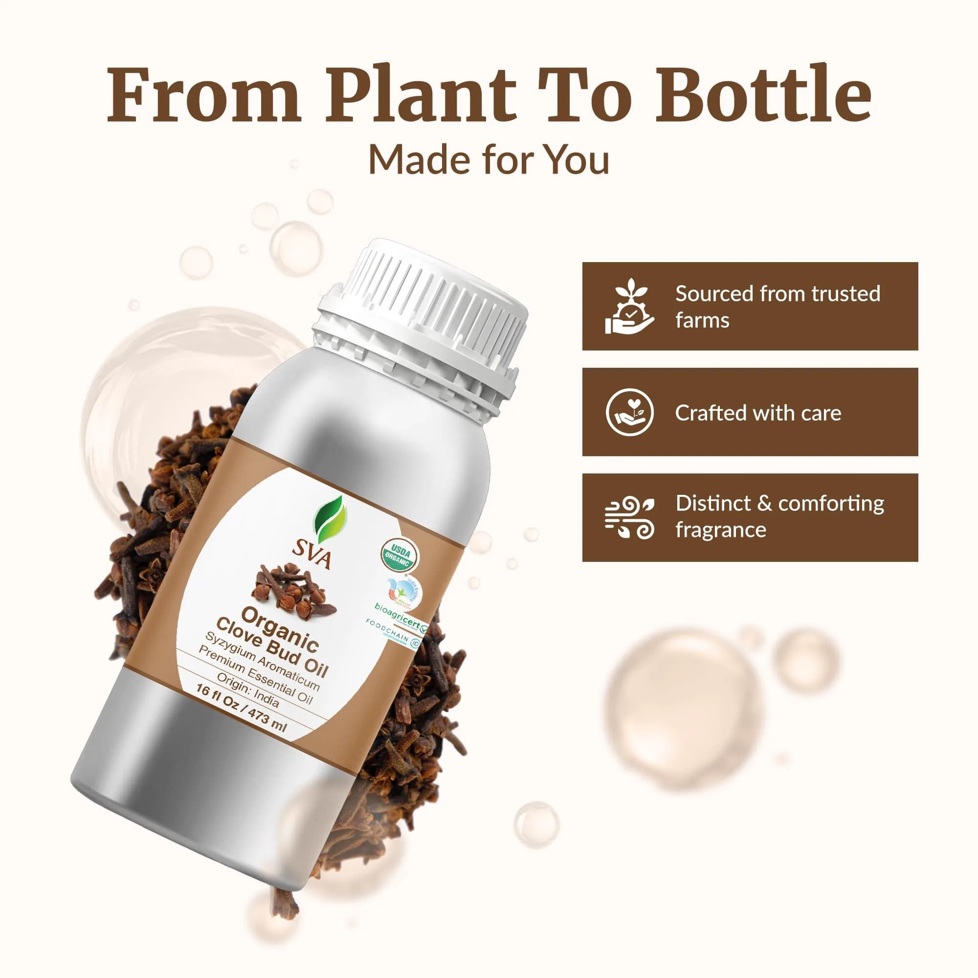 SVA ORGANICS Organic Clove Essential Oil 16 Fl Oz (473 ml) - Pure & Natural Aromatherapy Oil - view 4