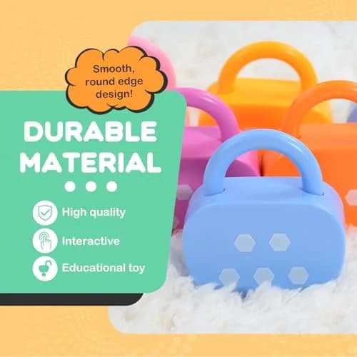 GEERAY Montessori Lock & Key Set for Toddlers 3+ | 5 Apple Locks, Keys & 10 Cards | Learn Numbers, Colors & Motor Skills STEM Toy thumbnail 5