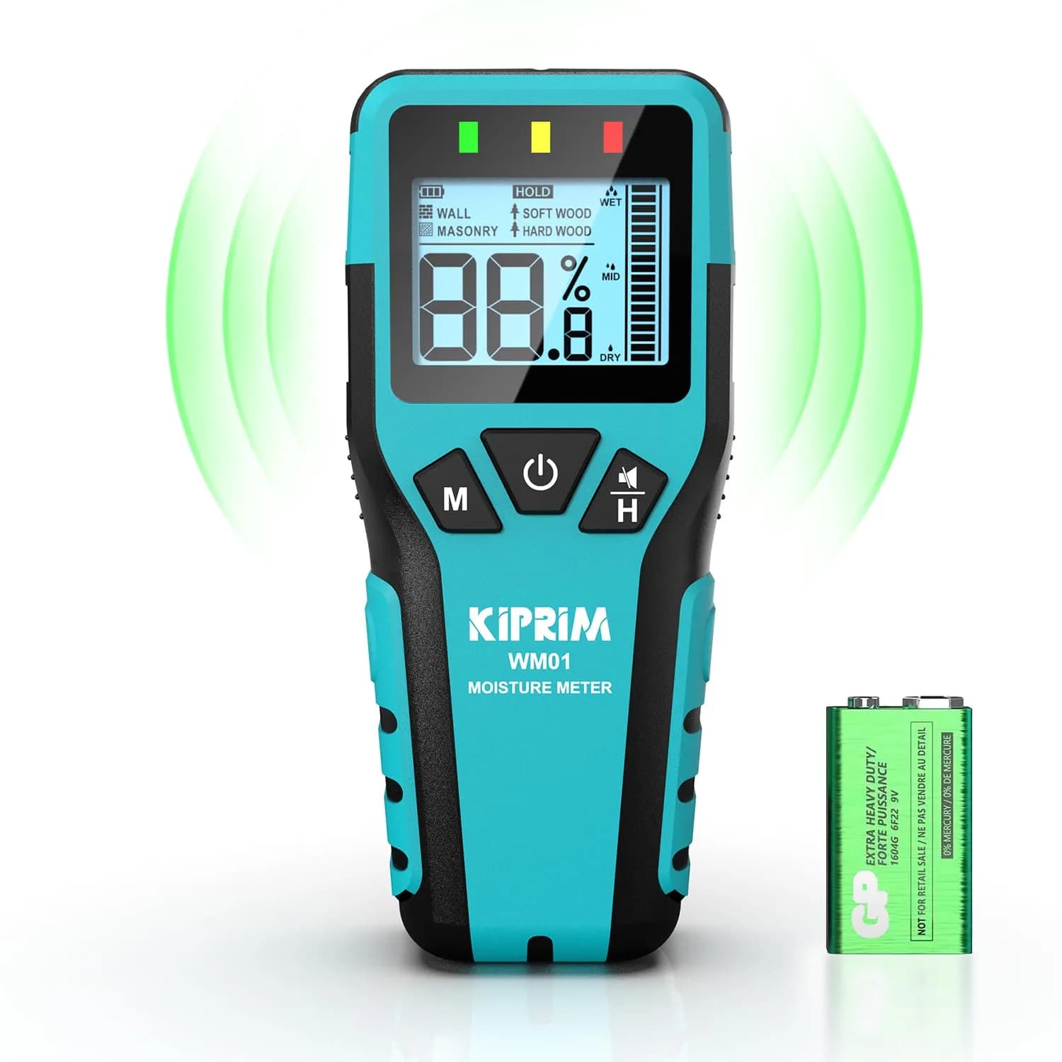 Kiprim WM01 Pinless Moisture Tester for Wood, Walls & Masonry | 40mm Depth Detection - main product image