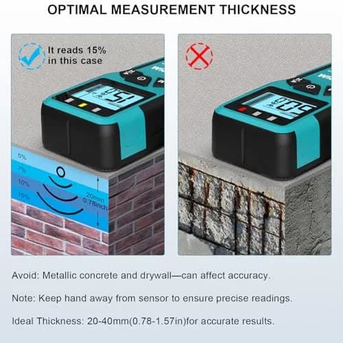 Kiprim WM01 Pinless Moisture Tester for Wood, Walls & Masonry | 40mm Depth Detection thumbnail 8