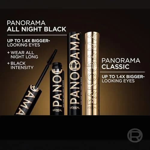 L'Oreal Paris Voluminous Panorama Mascara 0.33 Fl Oz | Longwear, Smudge-Resistant, All Night Black thumbnail 4