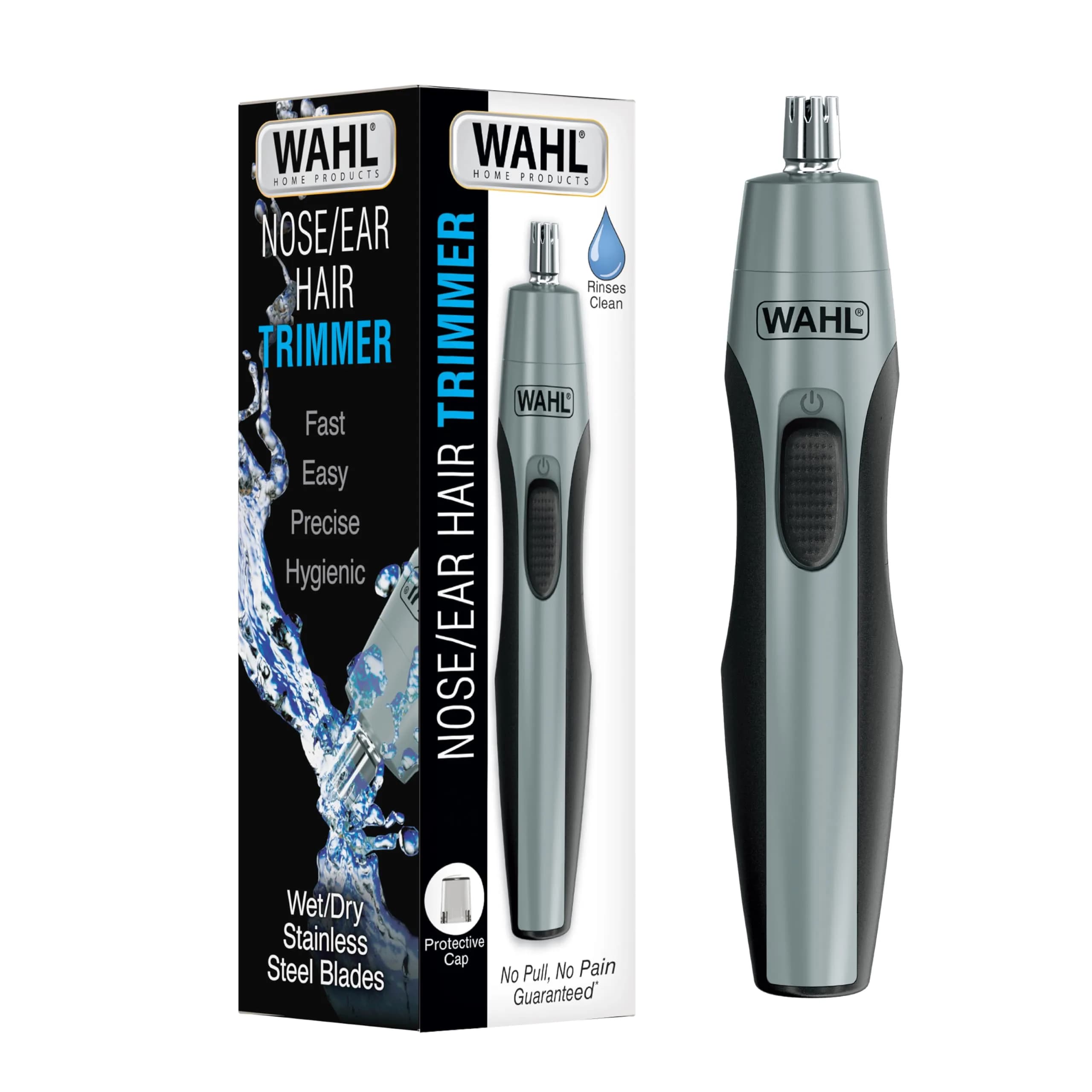Wahl Nose & Ear Hair Trimmer for Men | Precise, Pain-Free, Cordless, Rinseable Head (Pack of 1)