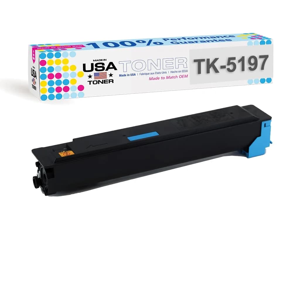 MADE IN USA TONER Compatible Replacement for Kyocera TK-5197C, TK-5199C 15,000 Pages Cyan | High-Quality USA Made Toner — Cyan