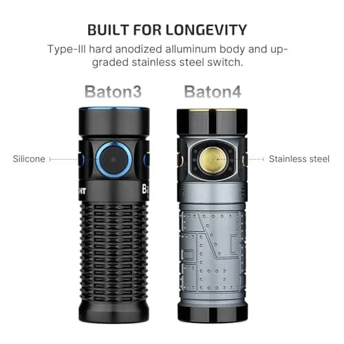 OLIGHT Baton4 Rechargeable LED Flashlight | 1300 Lumens, Compact, 6 Modes, Magnetic Tail, IPX8 Waterproof thumbnail 8