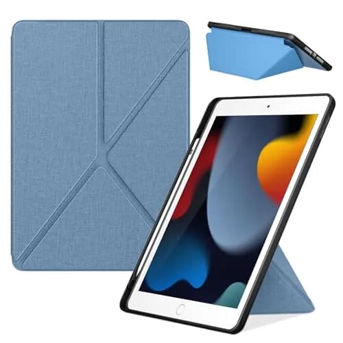 DTTO Foldable Case for iPad 9th/8th/7th Gen 10.2-inch | Auto Sleep/Wake, Pencil Holder, Sky Blue thumbnail 1