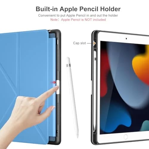 DTTO Foldable Case for iPad 9th/8th/7th Gen 10.2-inch | Auto Sleep/Wake, Pencil Holder, Sky Blue thumbnail 4