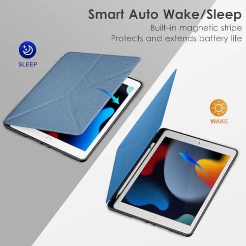 DTTO Foldable Case for iPad 9th/8th/7th Gen 10.2-inch | Auto Sleep/Wake, Pencil Holder, Sky Blue thumbnail 5