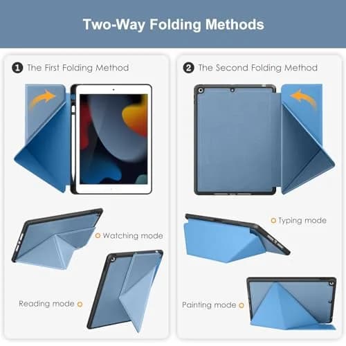 DTTO Foldable Case for iPad 9th/8th/7th Gen 10.2-inch | Auto Sleep/Wake, Pencil Holder, Sky Blue thumbnail 3