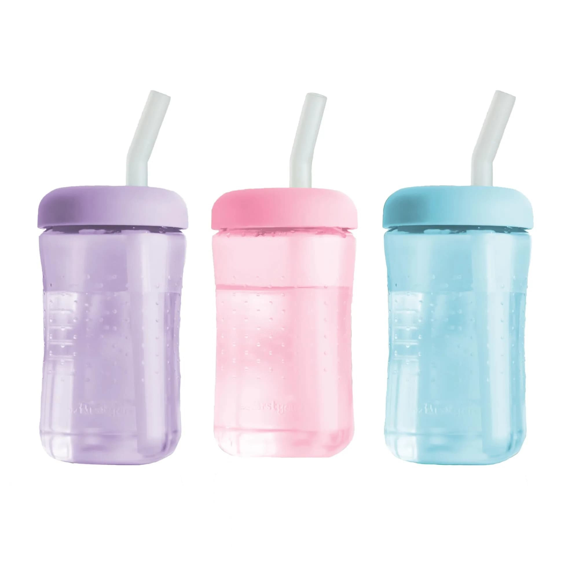 The First Years Squeeze & Sip Straw Cups - 200ml (7 Fl Oz) - Pack of 3 | BPA-Free Toddler Training Cups - main product image