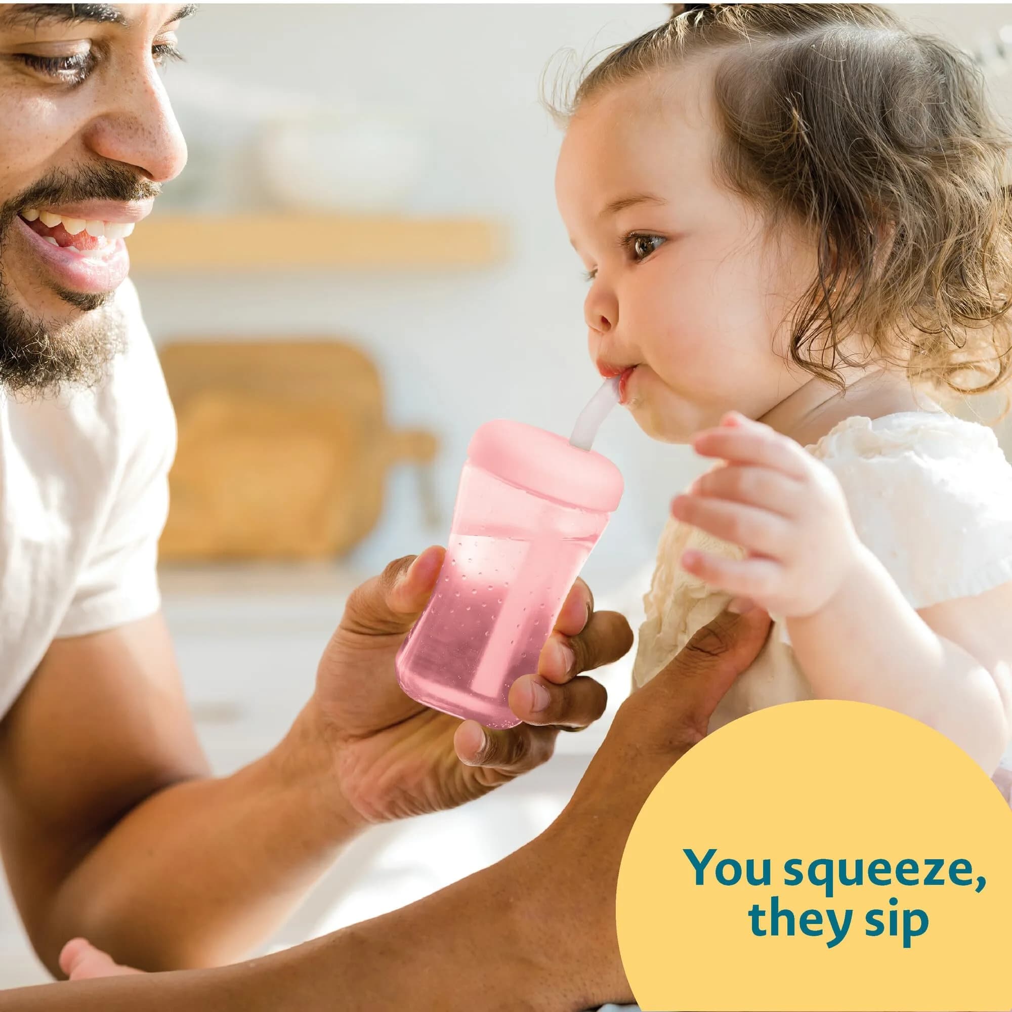 The First Years Squeeze & Sip Straw Cups - 200ml (7 Fl Oz) - Pack of 3 | BPA-Free Toddler Training Cups - view 3