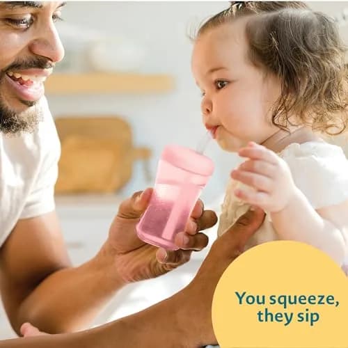 The First Years Squeeze & Sip Straw Cups - 200ml (7 Fl Oz) - Pack of 3 | BPA-Free Toddler Training Cups thumbnail 3