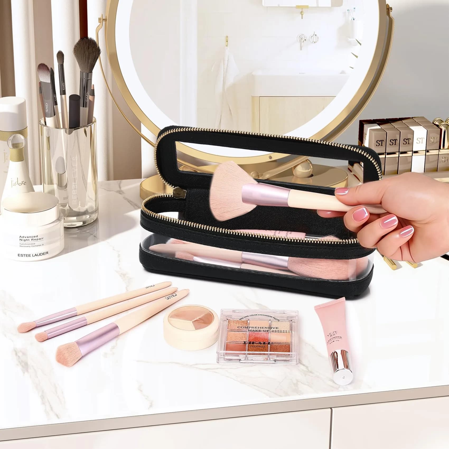 Pinkmik B2/Black SLIM-1 Clear Makeup Bag Set - Compact Cosmetic Travel Case - view 2